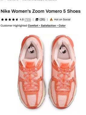 Nike Women's Zoom Vomero 5 Sneakers - Coral